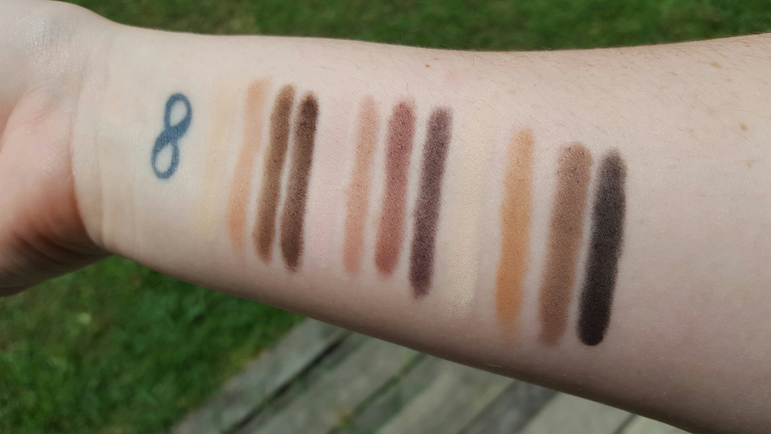 Swatches of all 12 shades from the Tartelette Clay Matte Eyeshadow Palette