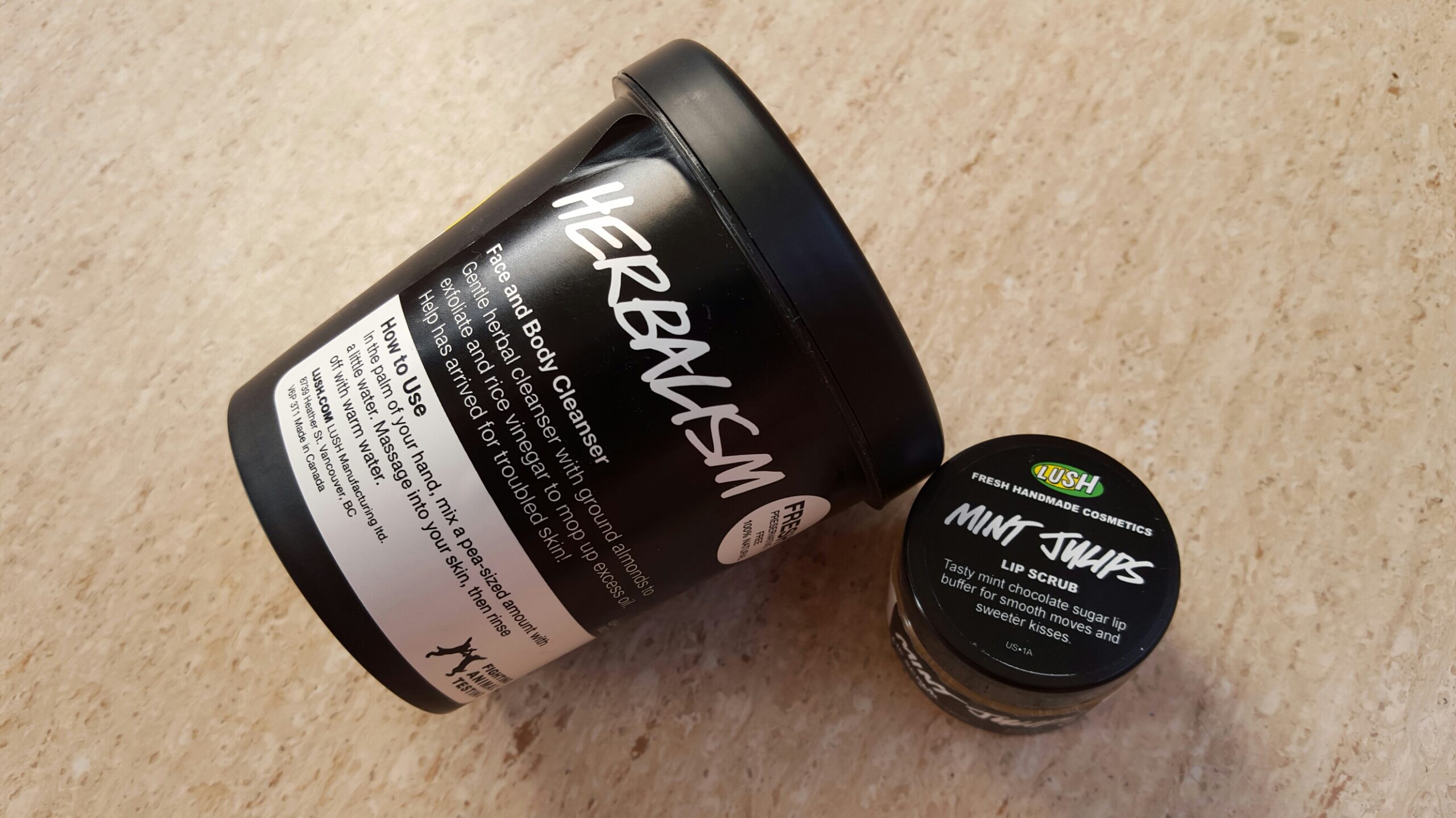 The Lush Herbalism Cleanser with the Mint Julips Lip Scrub