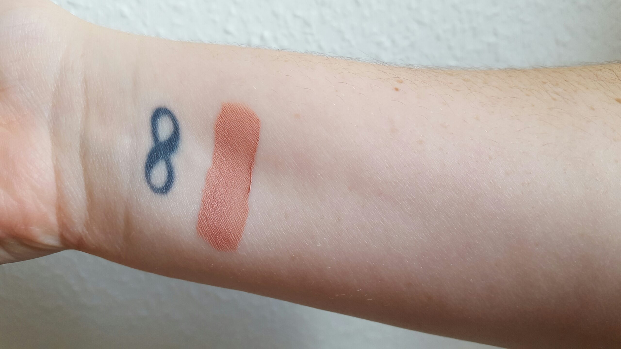 A swatch of the NYX Lip Lingerie in the Baby Doll shade