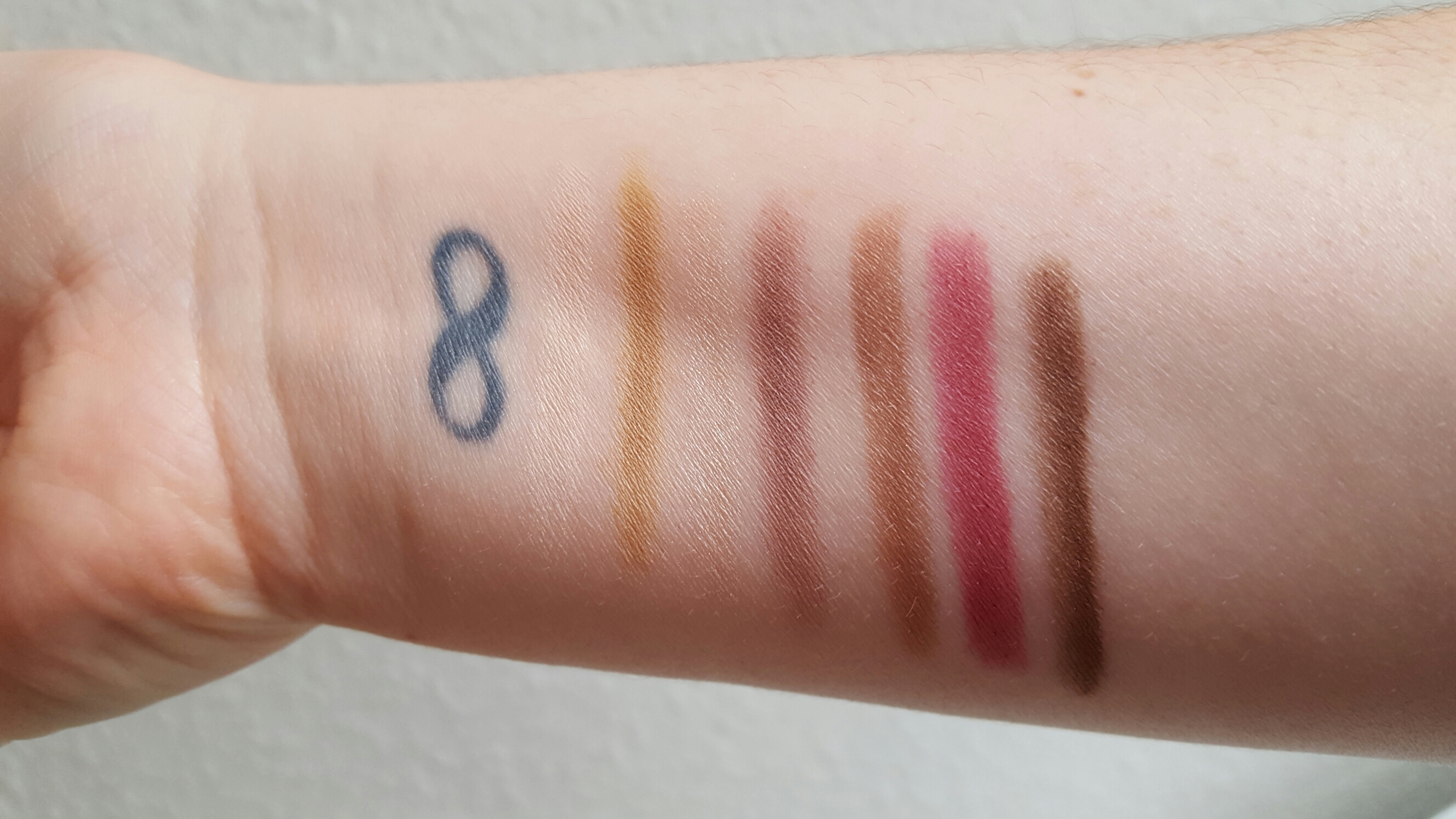 Swatches of the top row of 7 shades