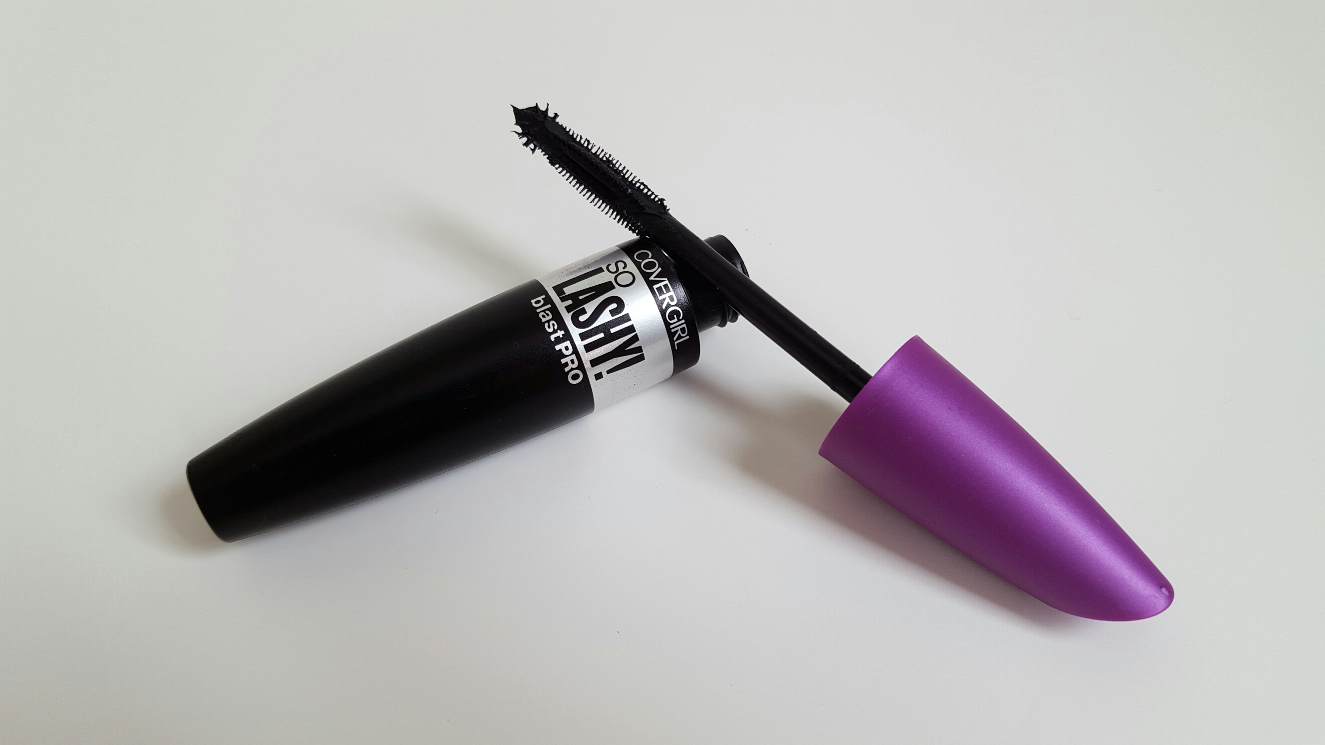 The full size of the CoverGirl So Lashy! BlastPRO Mascara which is a black tube with a purple top