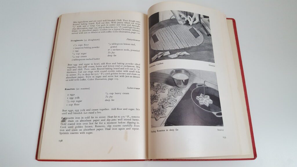 A page of the Swedish cookbook that includes the directions for making the crullers
