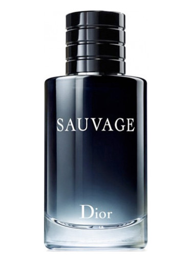 The Dior Sauvage cologne which is a black and blue gradient bottle