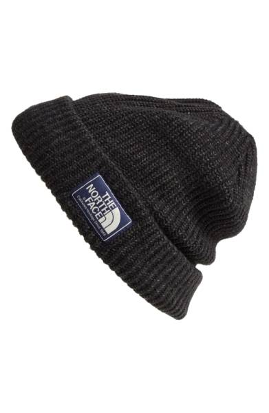 A black knitted The North Face hat from Macy's