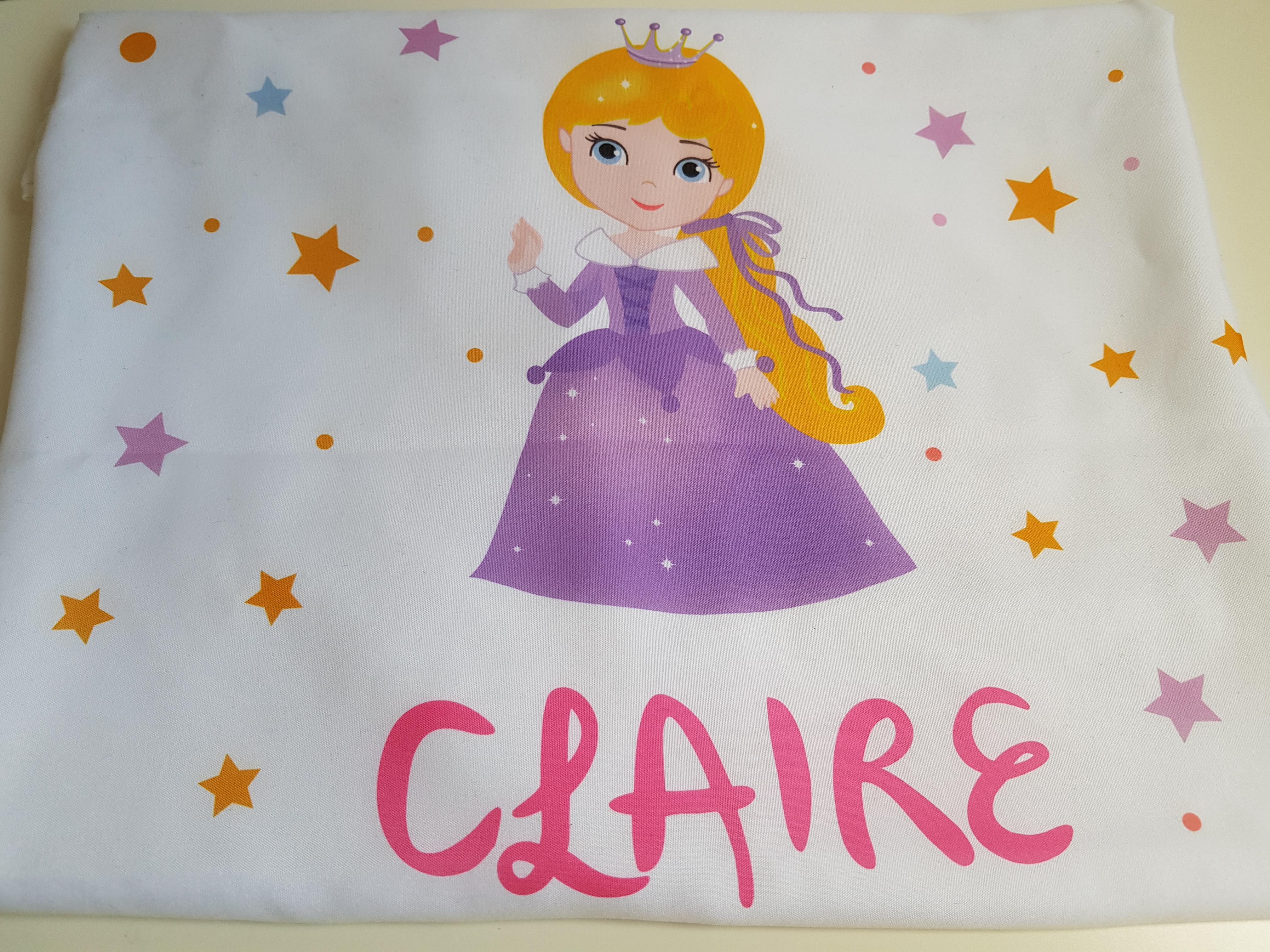 Personalized pillowcase with a princess on it