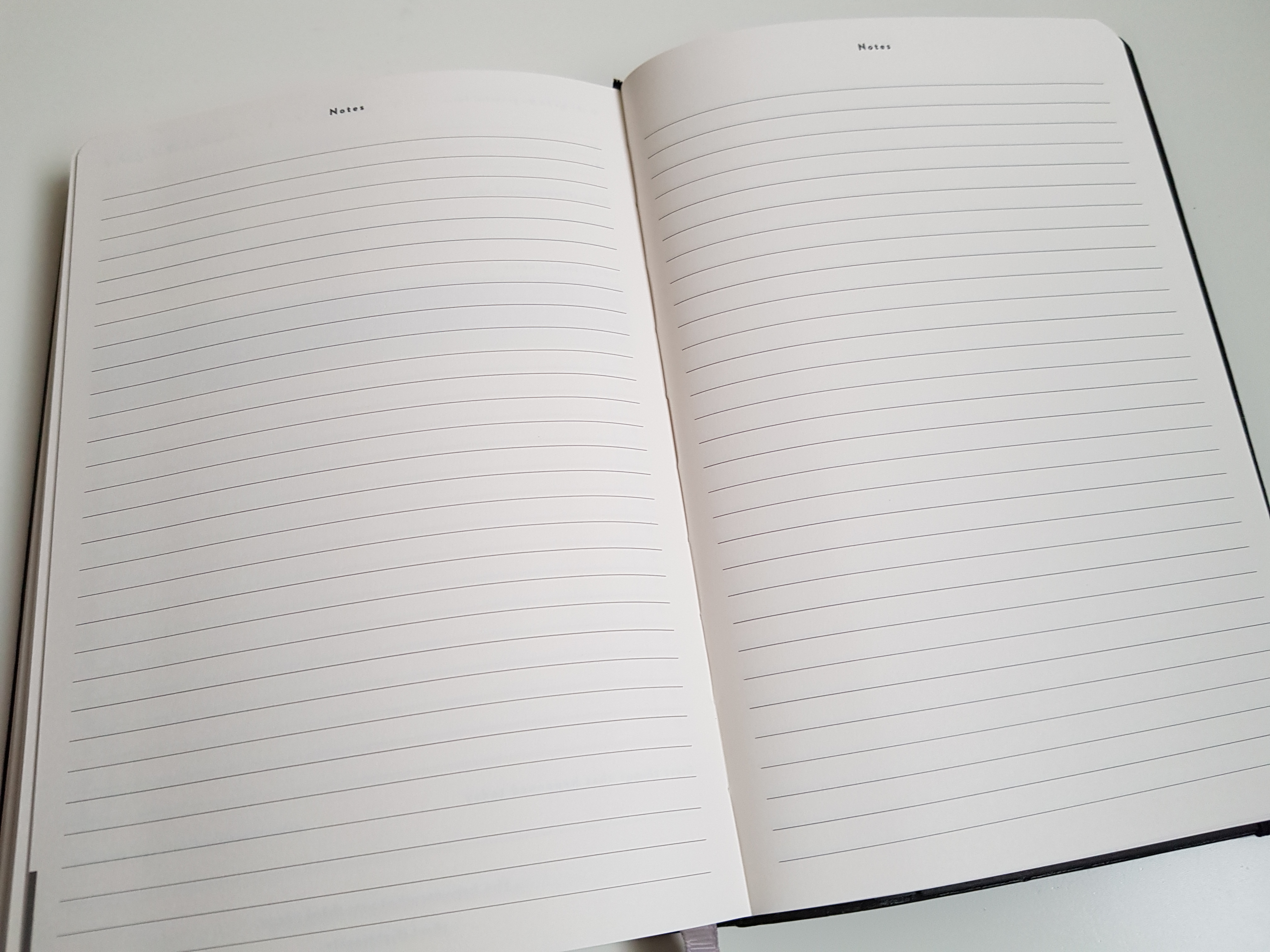 The Notes section of the Mål Paper Daily Goal Setter Planner. There is the word Notes written at the top the lined page.