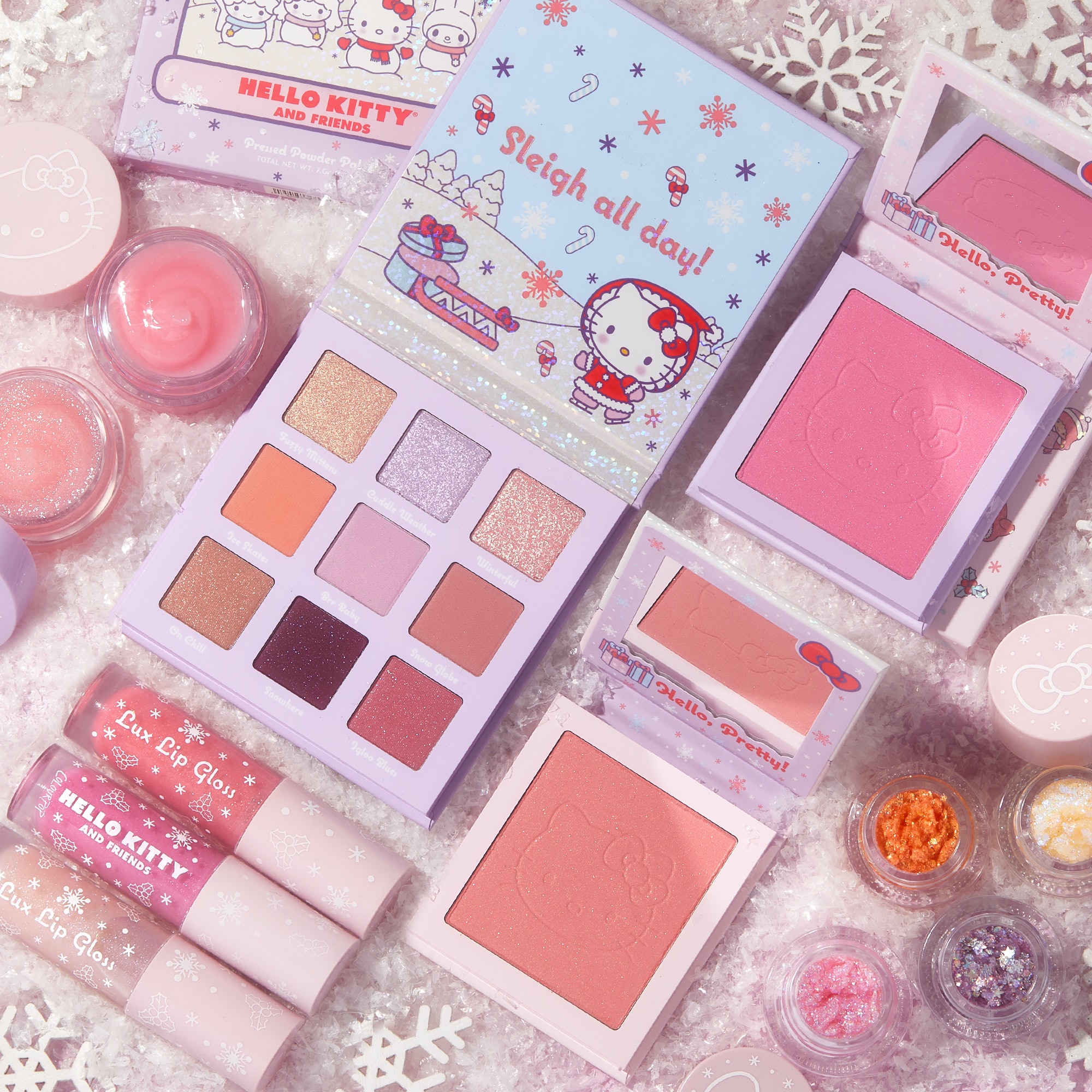 colourpop x hellp kitty and friends snow much fun collection
