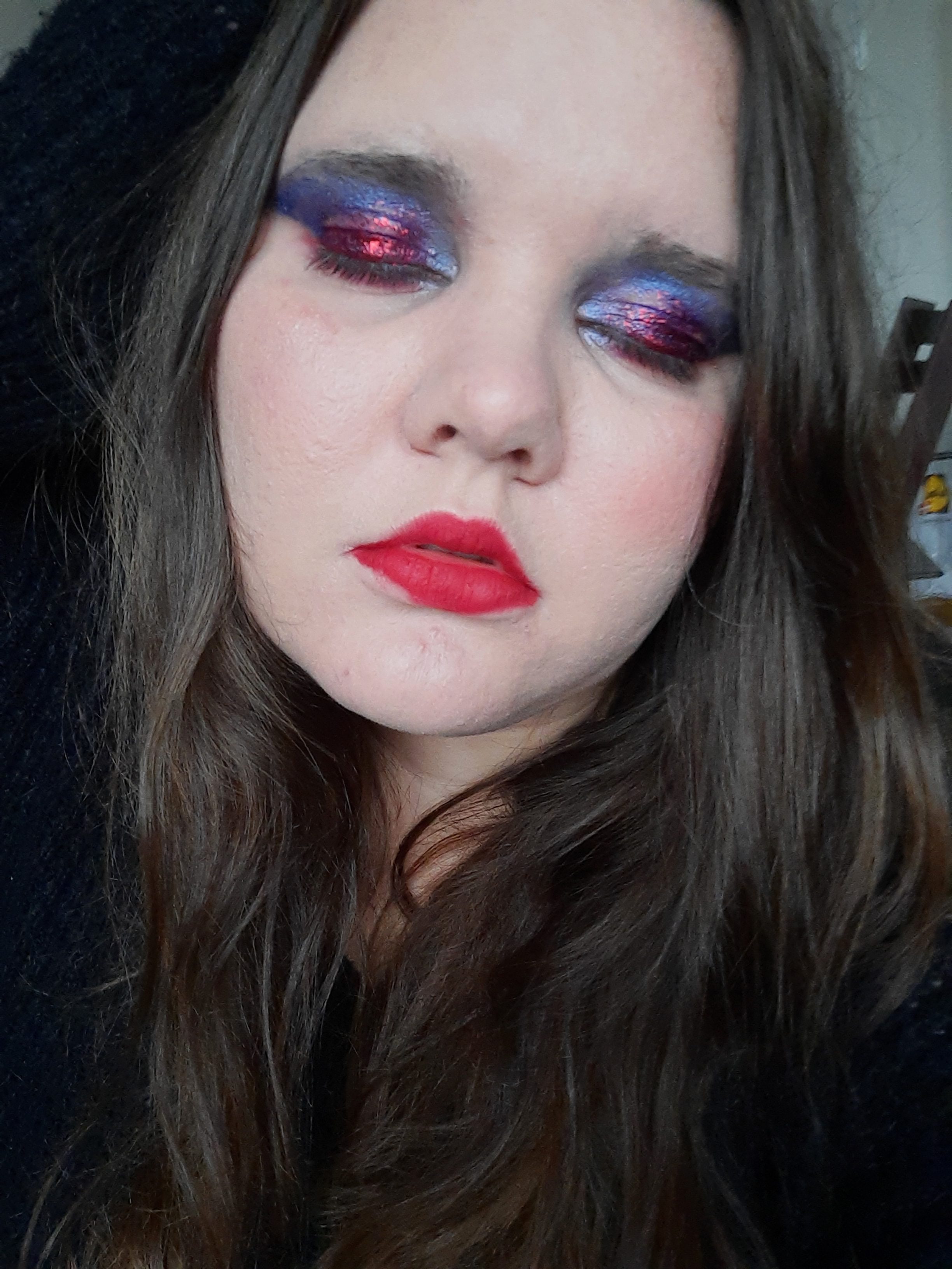 My makeup look with my eyes closed