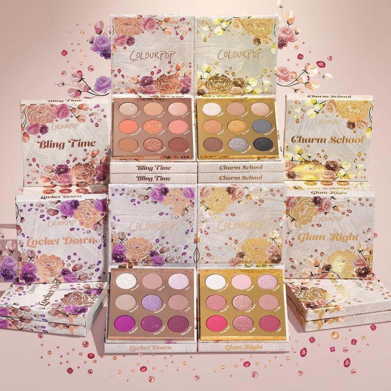 The 4 eyeshadow palettes from the ColourPop Charmed I’m Sure Collection