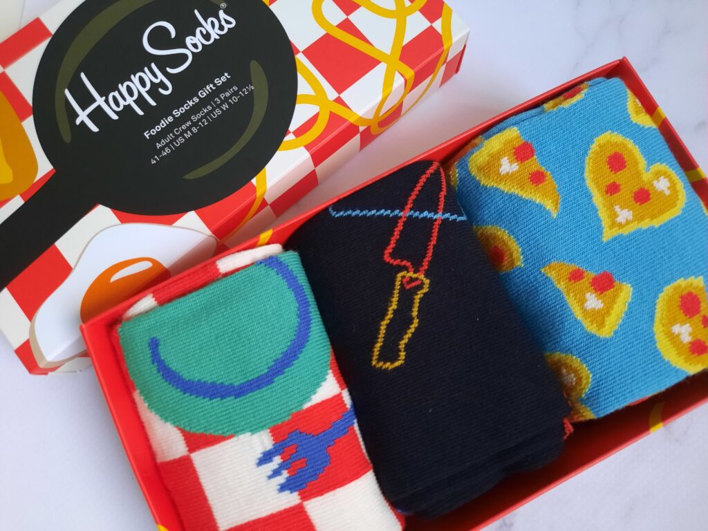 The Happy Socks Foodie Gift Set which contains 3 pairs of food-themed socks