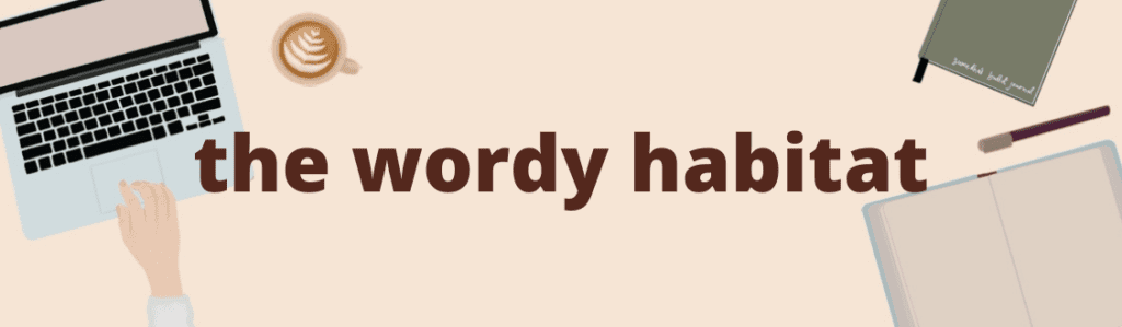 The header for the blog The Wordy Habitat