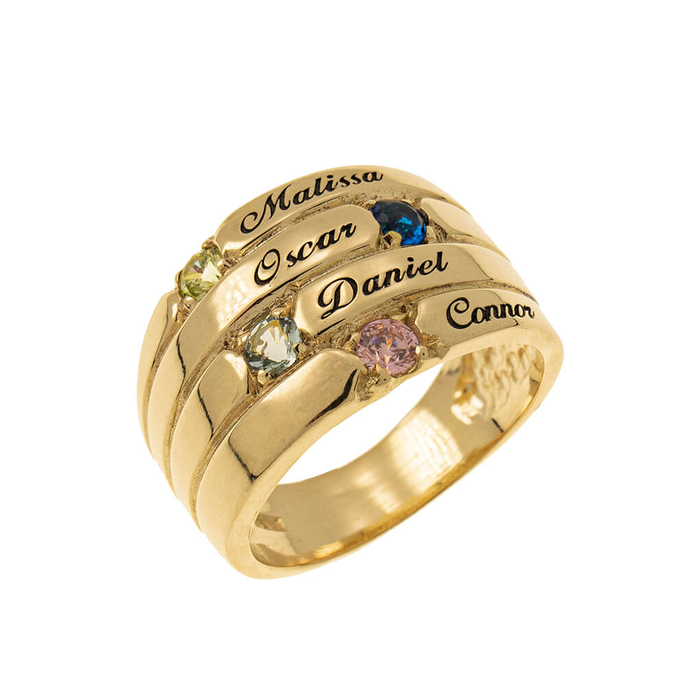 The 4 Stones Mother Ring in 18k gold plating from JoyAmo