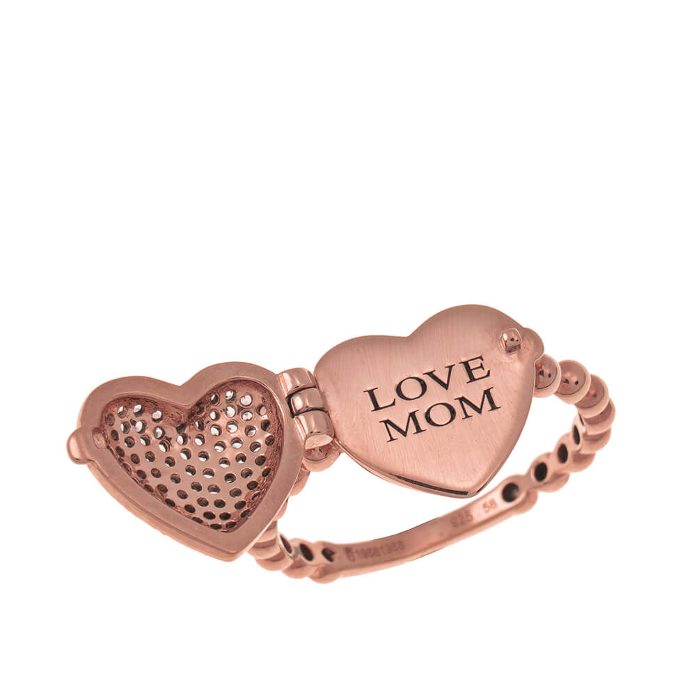 The Locket Heart Ring in 18k rose gold plating from JoyAmo