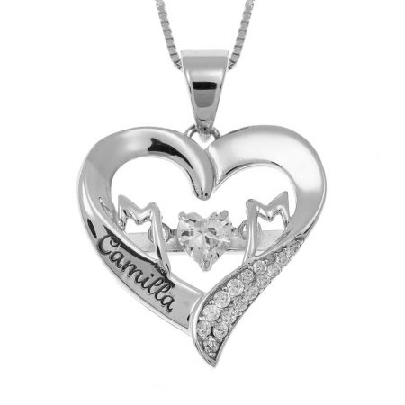 The Mom Heart Necklace in sterling silver from JoyAmo which is a wonderful gift for mothers