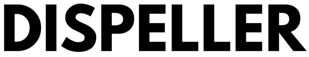 My second advertiser for July is Dispeller. The logo is white and has Dispeller written in black uppercase letters.