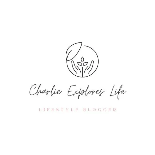 Meet my third advertiser for July Charlie Explores Life. The logo shows two hands holding a plant and underneath is Charlie Explores Life in cursive font.