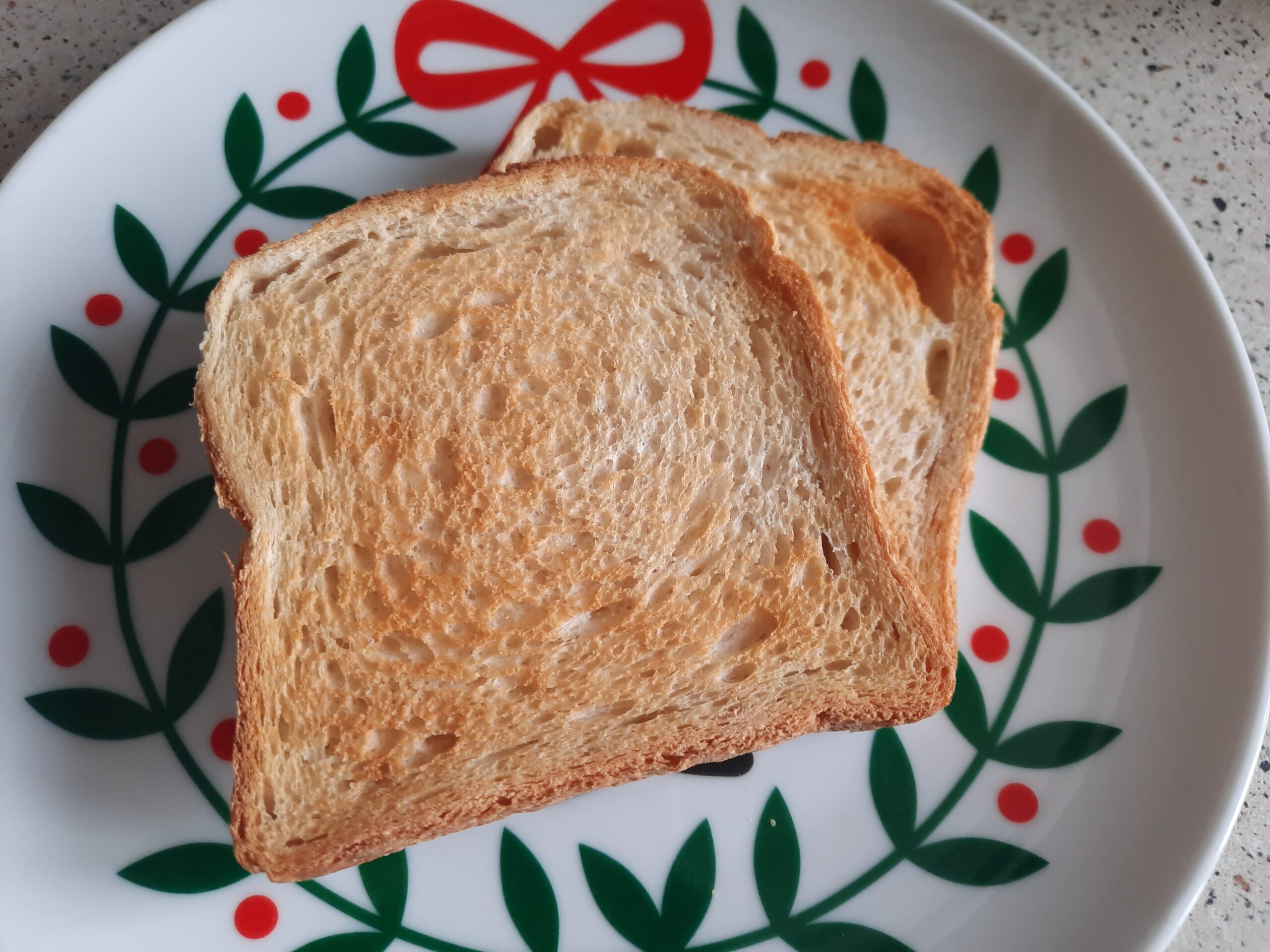 Two slices of toast I made in the air fryer