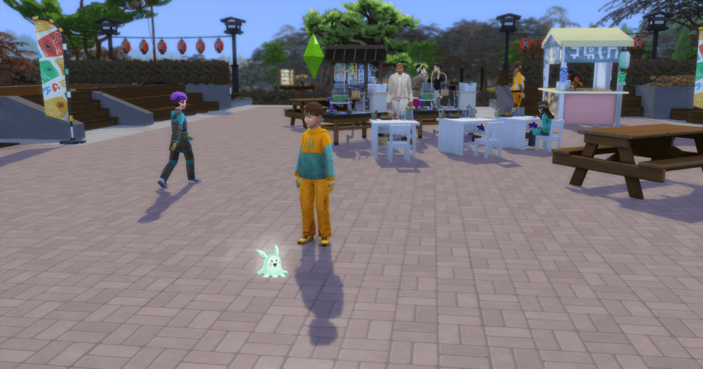 My sim at the Festival of Youth. My sim found a void critter at the festival