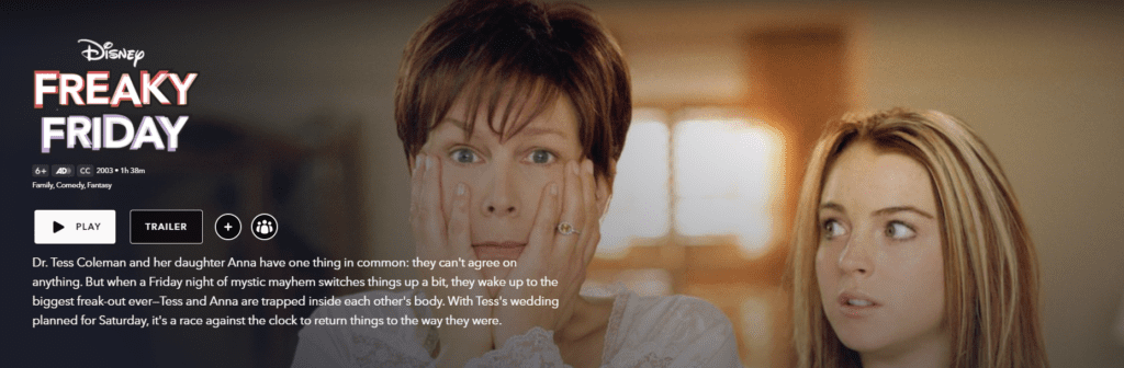 A screenshot of Freaky Friday 