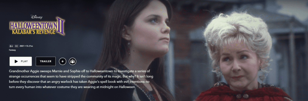 A screenshot of the movie Halloweentown II on Disney+