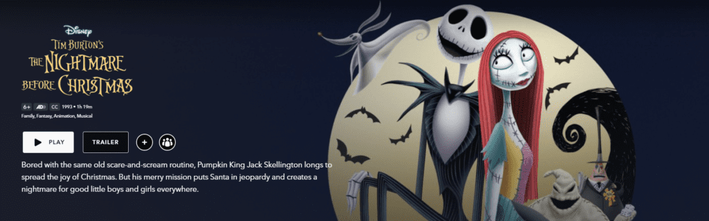 A screenshot of The Nightmare Before Christmas 