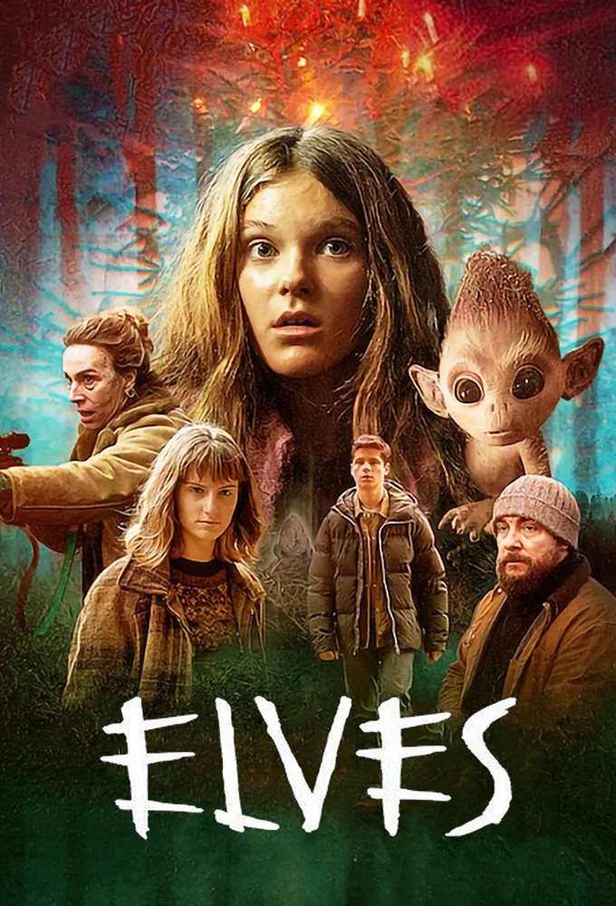 Elves series poster. The poster shows various characters in the series and the infant elf. 