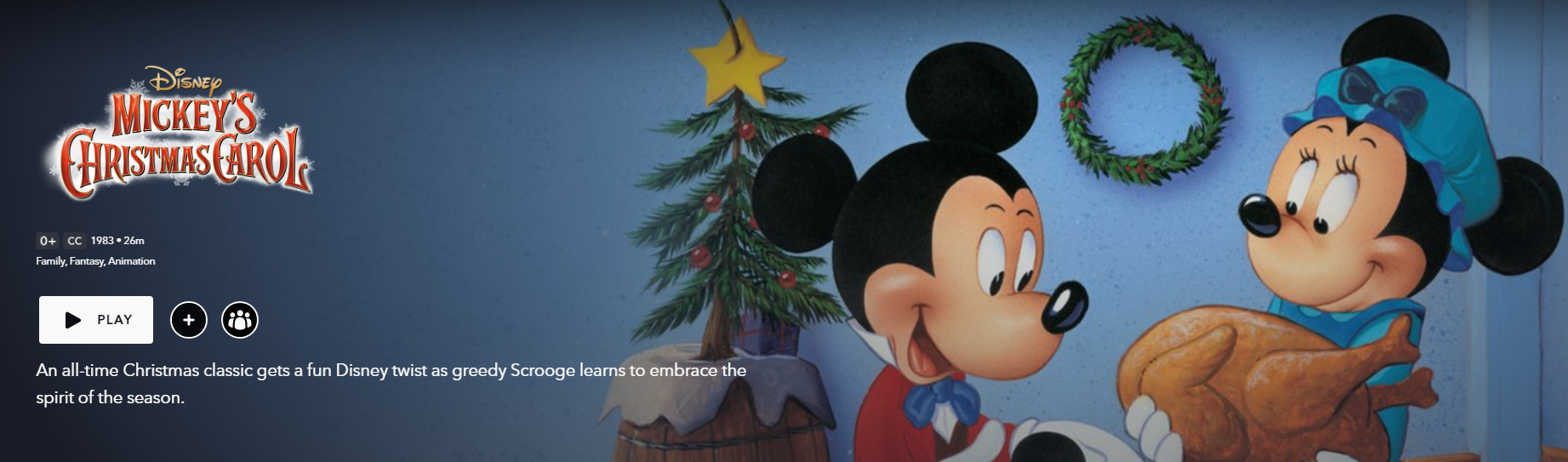 A screenshot of Mickey's Christmas Carol