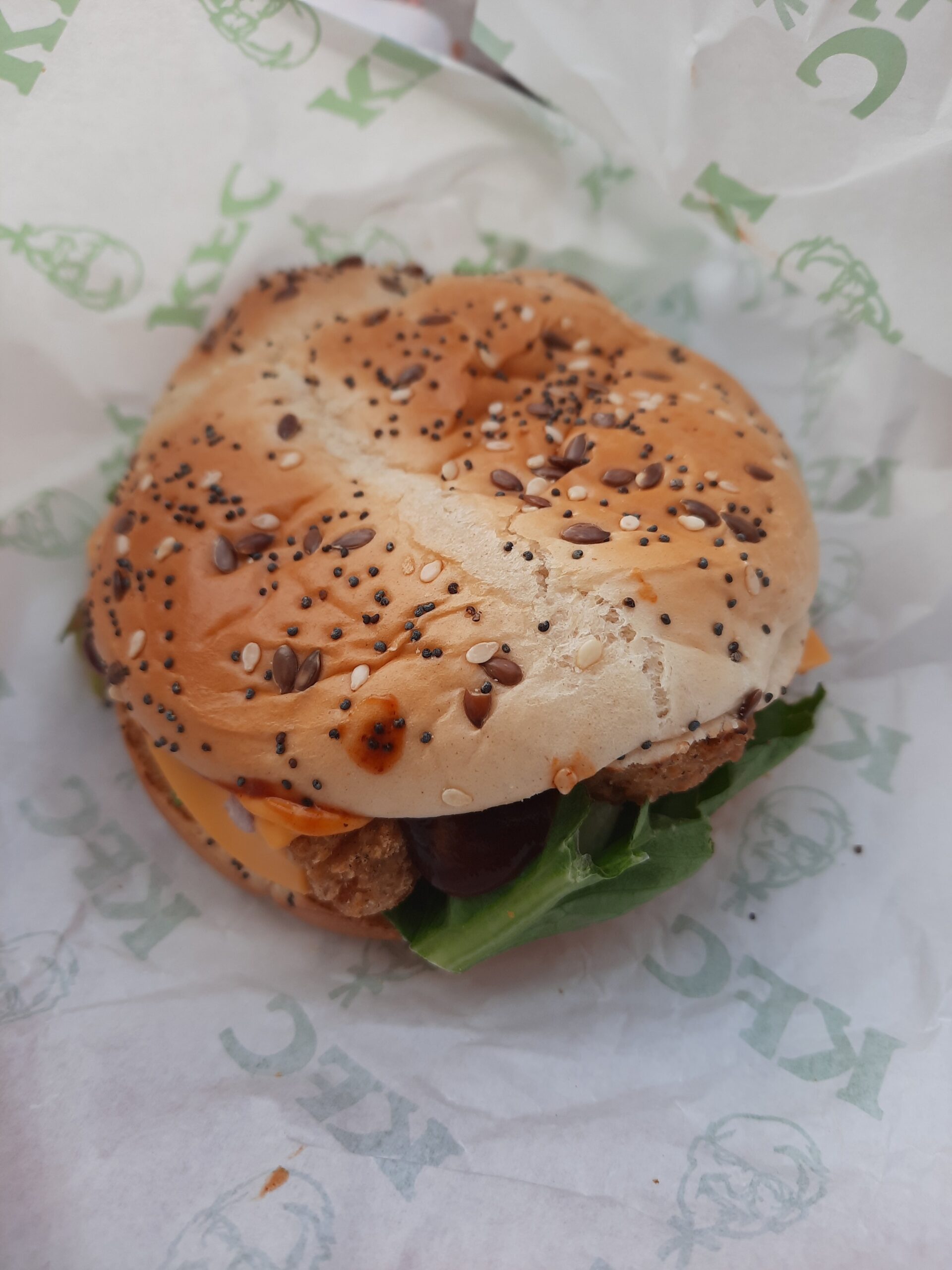 The bbq burger with veggie chicken from KFC