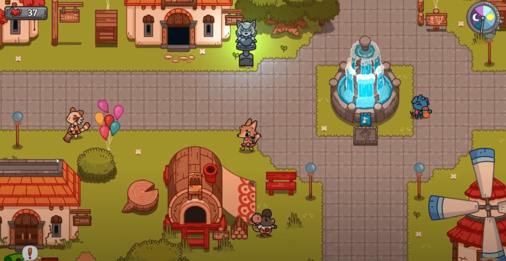 A screenshot from Lonesome Village and the the main town area. Lonesome Village is another one of the best cozy games I played so far.
