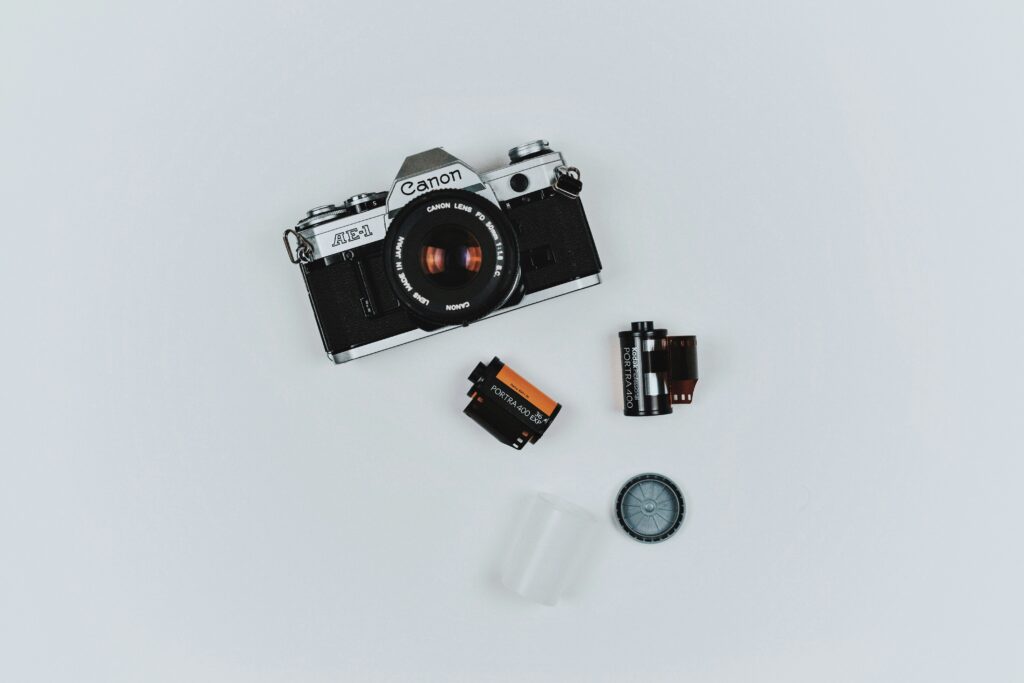 A Canon camera with film