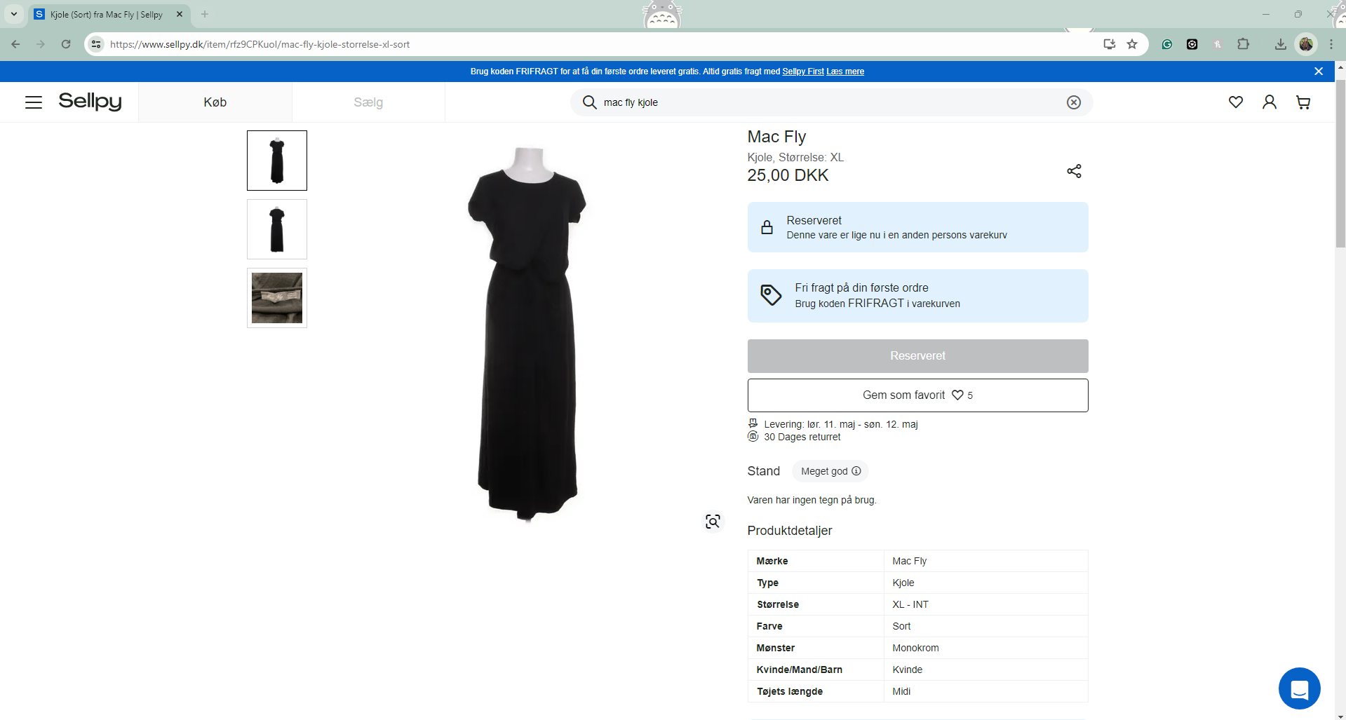 The maxi dress I purchased on Sellpy. I discovered Sellpy through ads on TikTok.