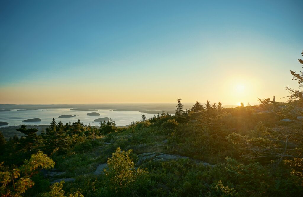 The view of Cadillac Mountain in Acadia National Park in Maine.
