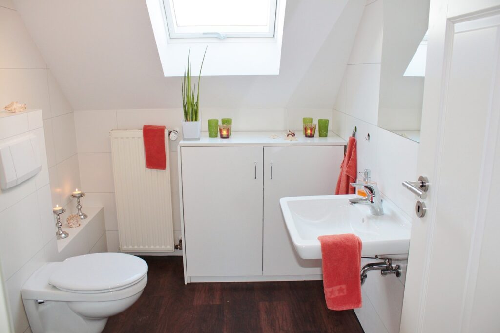 A skylight in a bathroom