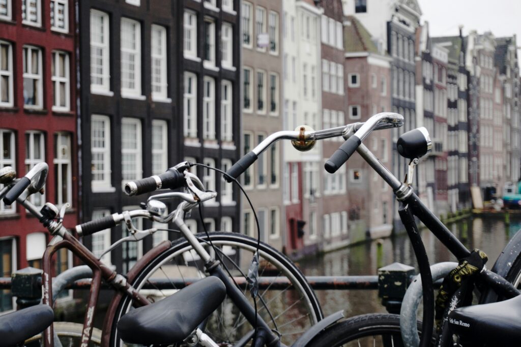 A row of bikes in Amsterdam