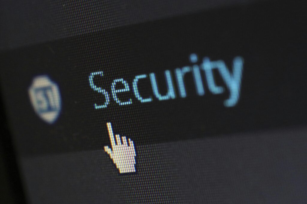 Security written in a blue color