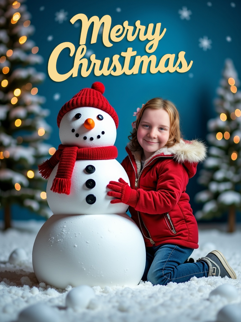 The Lookalikey personalized Christmas card which has my daughter's face face swapped