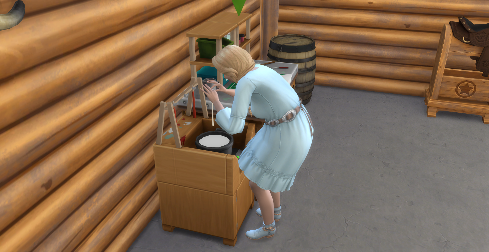 A sim making a dipped candle in The Sims 4
