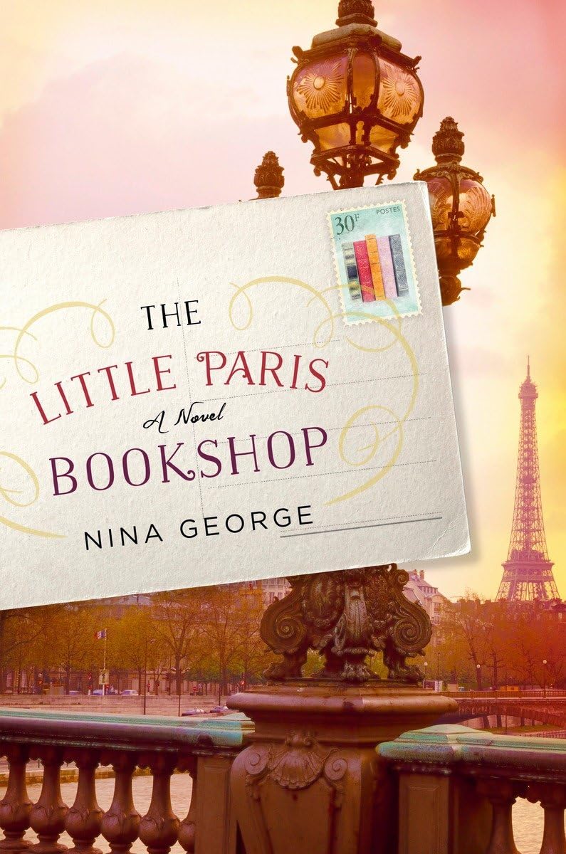The cover of The Little Paris Bookshop with a letter in front of the Eiffel Tower