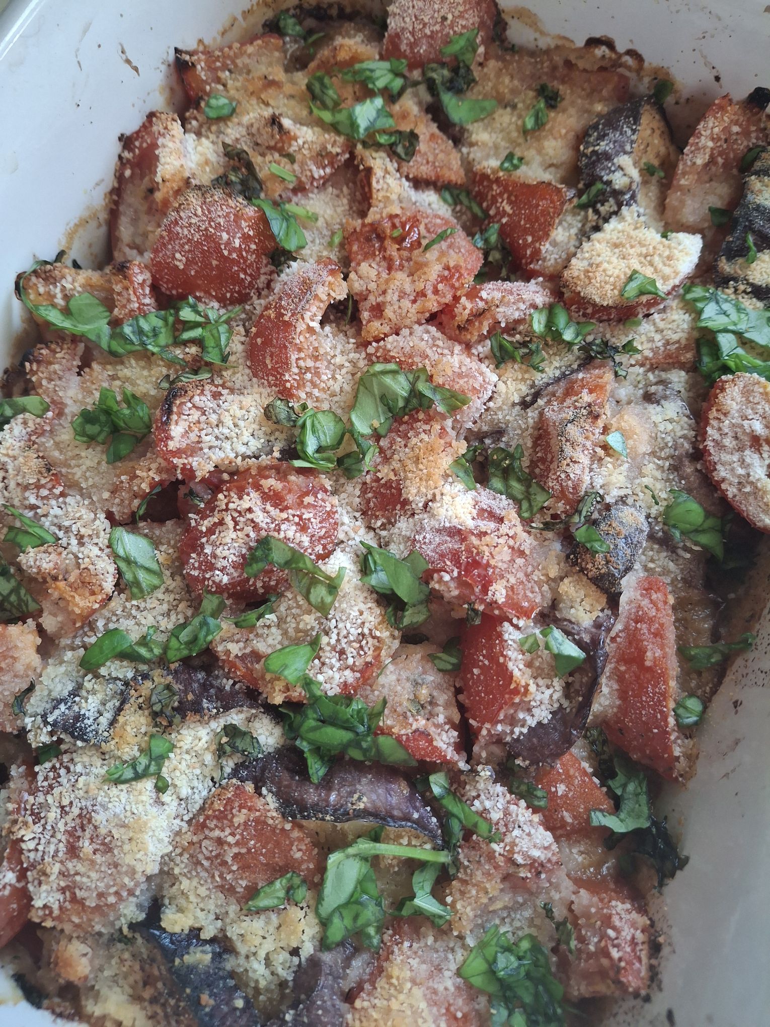 The Provençal eggplant and tomato gratin in a baking dish from Emily in Paris: The Official Cookbook