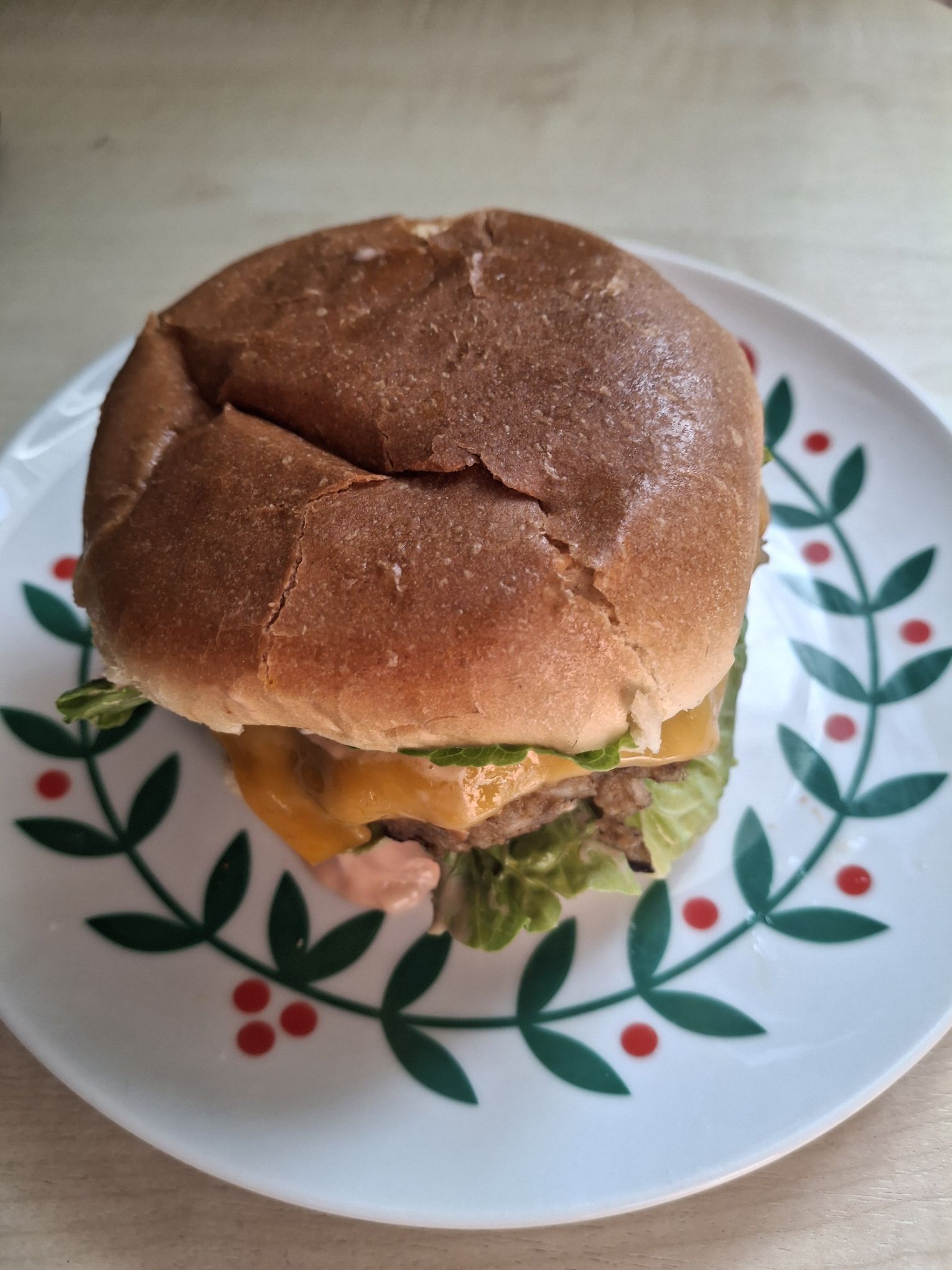 The survival burger with an eggplant, shallot, bean, and brown rice patty from The Official Stardew Valley Cookbook