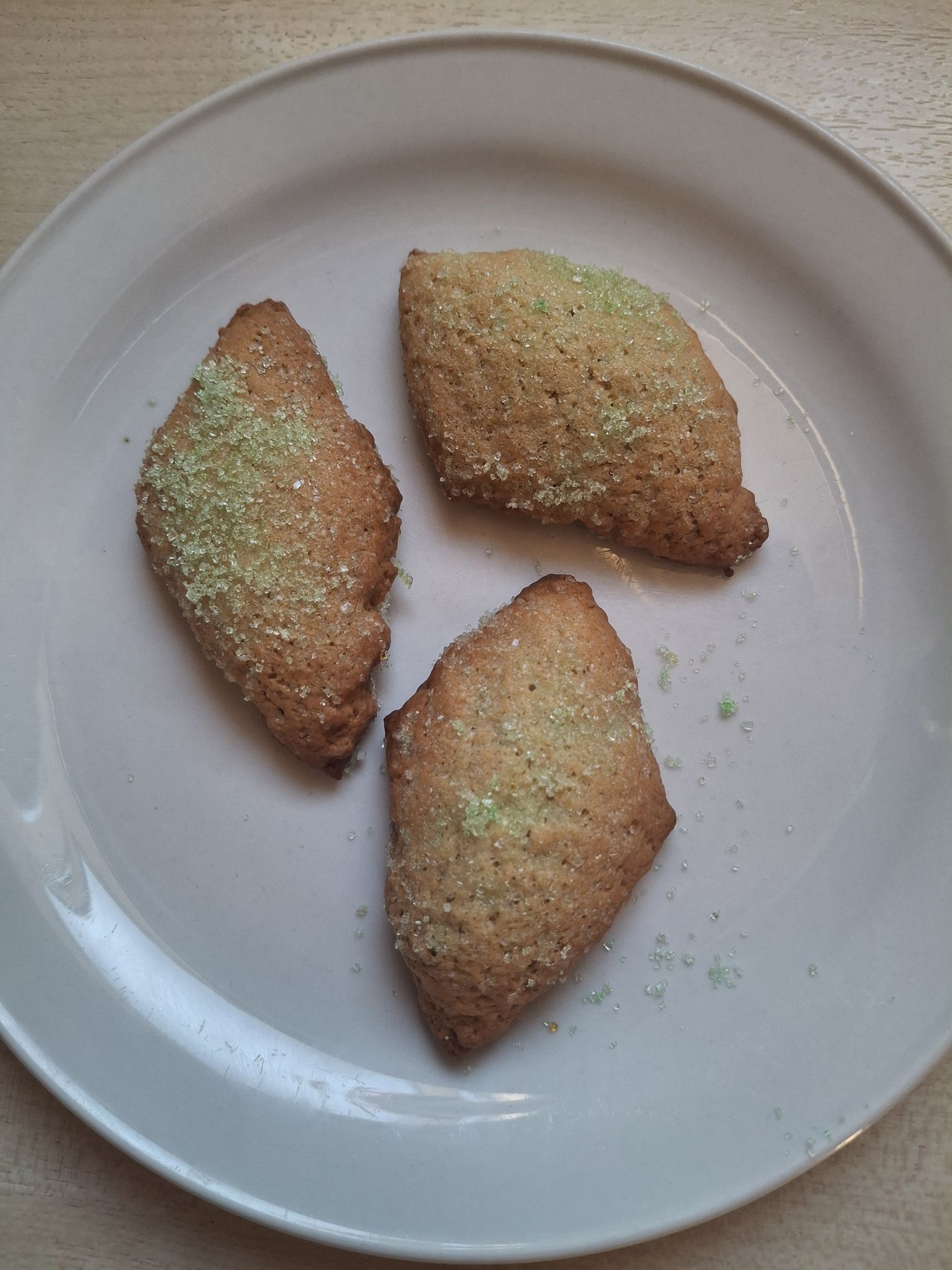 The puffed up plumbob sugar cookies covered in a little green sugar from The Unofficial Sims Cookbook